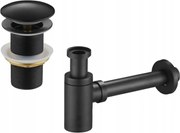 Mexen semisifone lavabo rotondo con tappo clic-clac, senza troppopieno, nero - 7991050-70