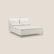Adone letto imbottito contenitore a doppia pannellatura in bouclet impermeabile T07 bianco