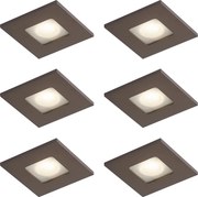 Set di 6 faretti da incasso moderni bronzo scuro quadrato IP44 - Qure