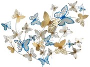 Pannello decorativo da muro con design a farfalle 132X3,5X95,5 cm Butterflies oro/celeste