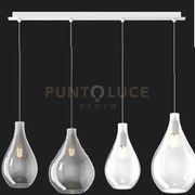 Sospensione bianco 4 luci rettangolare vetri (2 piccoli (1xfu+1xtr)...