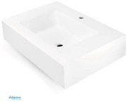 Lavabo Top Sospeso "Giada" Da 60 Cm In MarmoResina Finitura Bianco Opaco Effetto Liscio