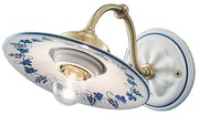 Applique Classica Asti Ceramica E Ottone Satinato Decorato Filo Blu 1 Luce E27