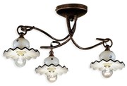 Plafoniera Classica Roma Metallo E Ceramica Nero Sfumato Rame 3 Luci E14