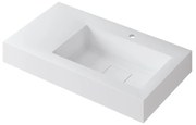 Lavabo integrale a destra rettangolare L 80.5 x H 15 x P 46 cm in resina bianco