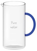 WD Lifestyle Caraffa in vetro borosilicato e manico blu e scritta decorativa "Pure water"