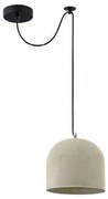 Lampadario Industrial Broni Metallo Nero 1 Luce Diffusore Calcestruzzo Grigio