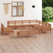 Set salotto da giardino 11 pz in legno massello di pino miele