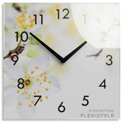 Orologio decorativo in vetro da 30 cm con motivo di fiori di ciliegio