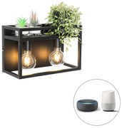Lampada da parete intelligente nera con mensola incl. 2 WiFi G95 - Cage Rack