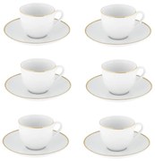 Set di 6 tazzine da caffè in porcellana bianco 100 ml Gold Chic - Villa Altachiara