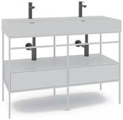 Mobile bagno con lavabo L 120 x H 89 x P 45.5 cm bianco 2 cassetti per doppia vasca Outline