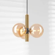Lamkur Lighting Lampada a sospensione Natalia, a 3 luci, vetro, oro