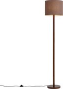 Lampada da terra Japandi in legno di noce con paralume in lino marrone 151cm - Mels