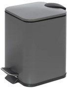 Pattumiera bagno 3lt in acciaio grigio con apertura a pedale e cesto estraibile