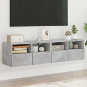 Mobili tv muro 2pz grigio cemento 60x30x30 cm legno multistrato