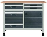 Banco da lavoro fisso WOLFCRAFT  con 5 cassetti, L 113 x H 86 x P 65 cm Portata massima 600 kg