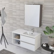 Mobile bagno sospeso 100 cm Master bianco con lavabo e specchio