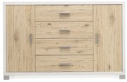 Madia con 2 ante e 4 cassetti 137 cm in legno Rovere Rustico - AMAL