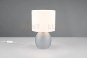 Vela lampada da tavolo base vetro grigio con paralume bianco h. 29c...