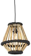 Lampada a sospensione orientale bambù con nero 32 cm - Evalin