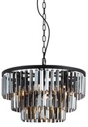 Modern Chandelier Black with Smoke Glass 9-Lights - Amel