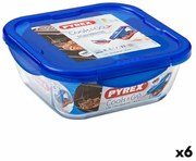 Porta pranzo Ermetico Pyrex Cook  go 21 x 21 x 9 cm Azzurro 1,9 L Vetro (6 Unità)