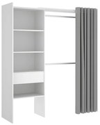 Armadio guardaroba allungabile L.110/160 cm Bianco e Grigio - LAURENT