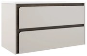 Mobile da bagno sotto lavabo VISOBATH Indico bianco e noce laccato opaco L 10 x H 55 x P 45 cm 2 cassetti, lavabo non incluso
