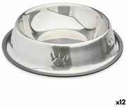 Ciotola per cani Argentato Grigio Gomma Metallo 26 x 7 x 26 cm (12 Unità)