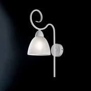 Applique 1 Luce Ferro Batturo Bianco Shabby e Vetro Bianco Serie Aurelio