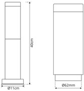 Paletto da Giardino 40cm Acciaio INOX IK06 IP54 Base E27