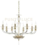 Lampadario villa vetro e metallo 8 luci oro e trasparente attacco e...