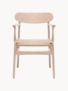 Sedia con braccioli in legno con seduta intrecciata Ch26