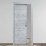 Porta scorrevole Beton rovere grigio L 70 x H 210 cm reversibile