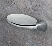 Colombo Link B2401S Porta Sapone Sinistro a parete in Vetro Acidato Naturale cromo