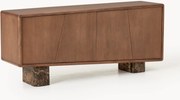Credenza in legno con gambe in marmo Emperador Tundra