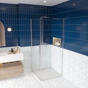 Box doccia 70x70 battente vetro temperato 6 mm 195 H cromo Linje