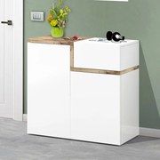 Mobile credenza Zet L 80 x H 80.1 P 40 cm bianco lucido e marrone