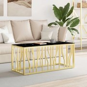 Tavolino da salotto oro110x45x45 cm in acciaio inox e vetro