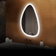 Specchio irregolare con illuminazione, 64×104 cm, bicolore, interruttore touch, tappetino riscaldante