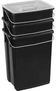Set di cestini per la spazzatura neri in plastica per raccolta differenziata 3 pz 2x10+6 l Biobox – Curver