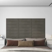 Pannelli Murali 12 Pz Grigio Scuro 60x15 Cm Velluto 1,08 M² /