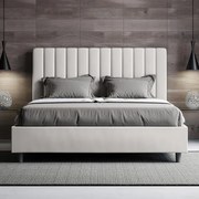 Letto matrimoniale contenitore imbottito 160x190 similpelle bianco Agueda