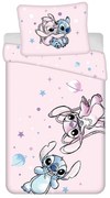 Set copripiumino e federa da bambini rosa in cotone per letto singolo 140x200 cm Lilo a Stitch "Universe" – Jerry Fabrics