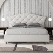 Letto contenitore imbottito 160x190 similpelle bianco Langre