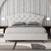 Letto matrimoniale contenitore imbottito 160x190 similpelle bianco Langre