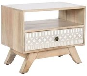 Comodino DKD Home Decor Bianco Naturale Legno di mango 55 x 35 x 45 cm