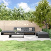 Set divani da giardino 5 pz con cuscini in legno massello nero