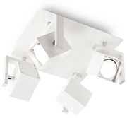 Plafoniera Moderna Mouse Metallo Bianco 4 Luci Gu10